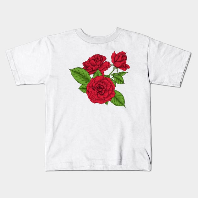 Bouquet of red roses Kids T-Shirt by katerinamk